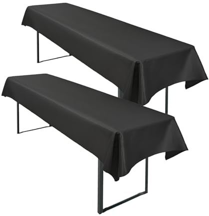 2 Stück Schwarz Wasserfester Gebürstetes Biertisch Tischdecke 250 x 100cm Biertischtuch Geeignet für Familienfeiern Parties Bankette Bierzeltfestivals und andere Anlässe