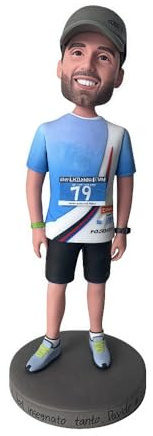 Corredor de maratón personalizado Bobblehead - Figura dinámica personalizada para atletas, hecha a partir de tu foto, regalo de arcilla hecho a mano para el día de la carrera, oficina, decoración del