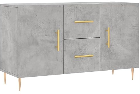 ULUYYUC Mobile da Bagno Credenza Soggiorno Moderno Mobiletto da Esterno Armadietto Salvaspazio - Credenza Grigio Cemento 100x36x60 cm in Legno Multistrato per Cucina Bagno Ufficio Soggiorno