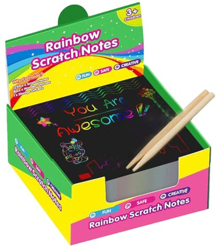 Kratzfestes Regenbogen-Papier, schwarzes Kratzpapier | -Set zum Rubbeln schwarz, Zeichentisch für Mädchen und ab 3 Jahren, Kunst und Handwerk für Geburtstagsspiele, Halloween,