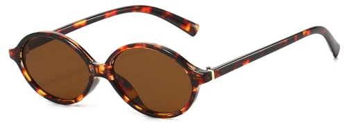 LJCZKA Occhiali da Sole da Donna Ovali Uomo Retrò Occhiali da Sole Ovali Piccoli Occhiali alla Moda Anni 90 con Protezione UV400
