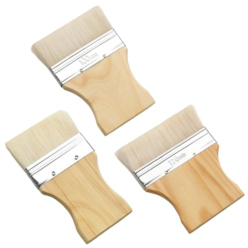 3 PCS Large Paint Brush, Wide Paint Brush Set for Acrylic Painting, Wall and Canvas Art, Frenchic Paint Brush with Wool Brushes