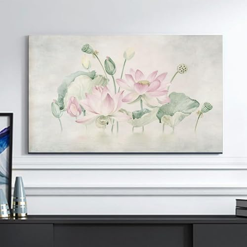 HSTANGKY Funda Antipolvo Para Televisores De Interior Con Estampado De Loto Protector De Pantalla Curvo Y Plano De Estilo Chino Para Televisores LED LCD Inteligentes-flower||40-43inch