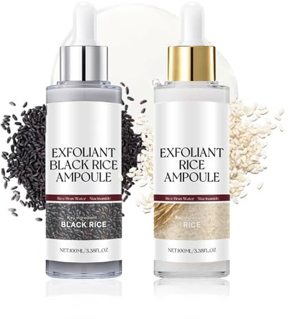 Peel Shot Glow Reis Ampulle Duo, Peel Shot Black Rice Duo, Peeling Gesicht mit Schwarzer und Weißer Reis, sanfte Reispeeling für das Gesicht, Mitesserentferner Glow Reis Peeling für alle Haut 2PCS