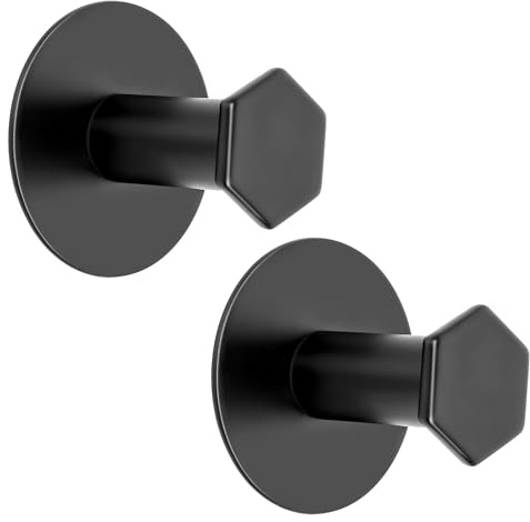 SAYAYO 2 Stück Klebehaken Haken Selbstklebend Wandhaken Edelstahl Schwarz | Handtuchhaken ohne Bohren Wandhaken Selbstklebend Haken Bademantelhaken für Bad, Toilette, Küche, Büro, Adhesive Towel Hooks