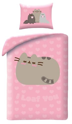 Halantex Pusheen Die Katze DORME - Duvet Cover 140 x 200 cm with Pillowcase 70 x 90 cm - Microfibre - Pink