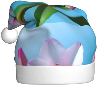 MSRHIUEF Budding Rhododendron Pattern Christmas Hat for Adult Festive Celebrations as a Gift for Men and Women
