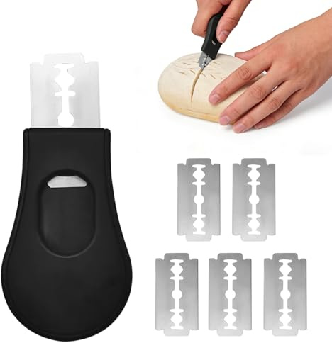 Henjunu Cuchillo de panadero compacto, cuchillo para marcar masa con 5 hojas de afeitar, accesorios para hornear pan