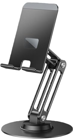 BABIBAOBEI Cellphone Dock Foldable Tabletop Phone Cradle Holder Angles Height Adjustable Phone Tablet Stand Rotating Bracket Aluminum Alloy Stand
