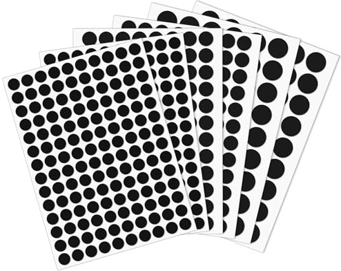 Larrel 6 Blatt Schwarz Schraubenabdeckung Selbstklebend, 12 mm, 15mm, 21mm Durchmessern PVC Selbstklebende Schrauben Abdeckkappen Aufkleber für Wandschränke Schreibtische Möbel Reparaturen
