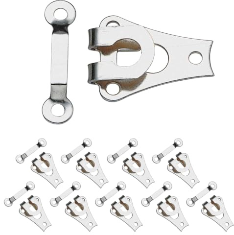 ROKEL Trouser Hook and Bar Fasteners 10 Pack, Heavy Duty Metal Hook and Eye Closure for Sewing, Replacement Waistband Fasteners for Pants, Skirts & Dresses, Clothing Repair Sewing Hooks (10 Pack)