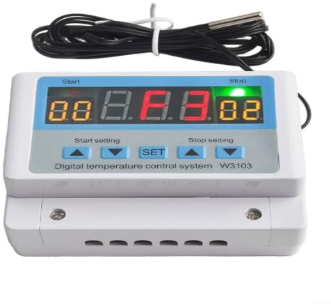 UTTASU Digitaler Temperaturregler Für NTC10K B3435 Sensor, 30A 5000W Thermostat Schalter Mit AC 220V DC 12V 24V, Präzise Heizung Kühlung Steuerung -50 Bis 110°C(AC220V 5000W)