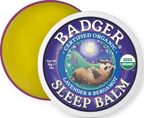 Badger Sleep Balm | Natural Aromatic Sleep Aid | Sleep Care with Lavender and Bergamot Essential Oils | Calms The Mind & Relieves Stress | Cruelty & Gluten-Free (56g) | Relaxing & Calming Balm for Children and Adults, Aromatherapy, Organic Essential Oils, Natural sleep support, Bedtime balm