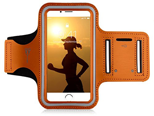 MyGadget Fascia da Braccio per Smartphone 5, 1 - Porta Telefono Running - Porta Cellulare da Corsa Regolabile per iPhone, Samsung - Arancione