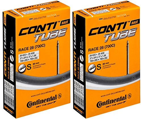 Continental Race 28 Tubes Race 28 Packs de Chambres à air Unisexe, Noir, 700 C