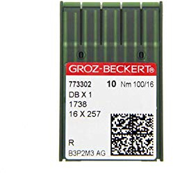 Groz-Beckert 10er Packung Nähnadeln (Ganzes Sortiment) (Auswahl) (DBx1 | Rundkolben und Rundspitze | Nm. 100/16)