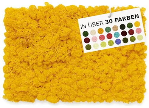 NaDeco Island-Moos 500g, echtes Moos in 30 Farben zur Wahl, fluffig & prall, Basteln Wand Deko Moss, für Moosbild Mooswand Moosplatten Kugelmoos Dekoration Ostern Weihnachten, Farbe:Gelb