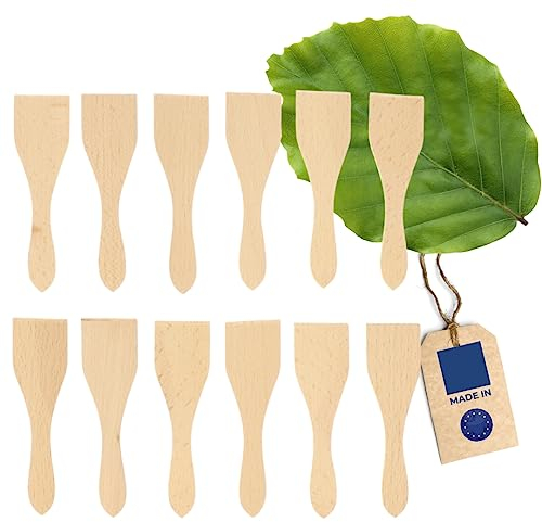 Lot de 12 raclettes Hofmeister,13 cm,Pas de rayures dans les poêlons à raclette revêtus,Résistant à la chaleur et hygiénique,100 % fabriquée en Union Européenne,En bois
