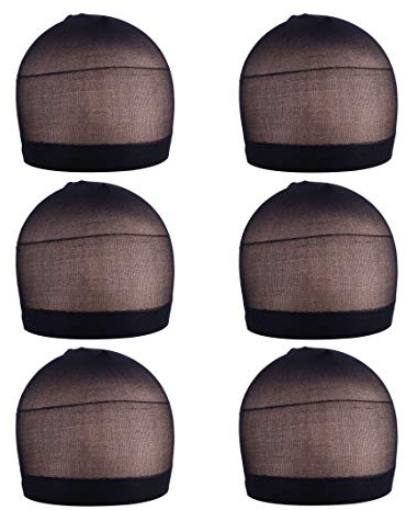 6 Stück Haarnetz Nylon Wig Caps Perückenkappe Set Elastische Atmungsaktive Haarnetz für Perücken (Schwarz)
