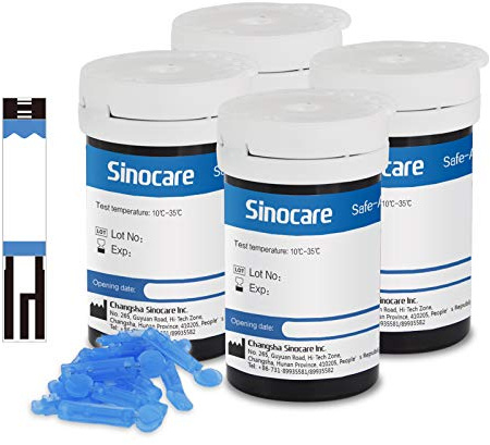 Sinocare Safe-Accu Blutzuckerteststreifen 100 Set mit Lanzetten 100 | Teststreifen Blutzucker Nur für Safe-Accu Blutzuckermessgerät