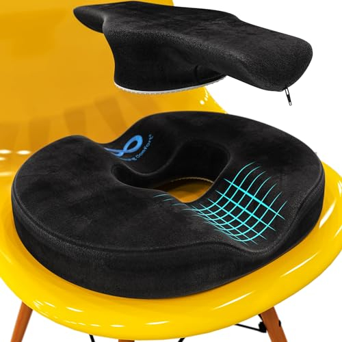 Everlasting Comfort Donut Sitzkissen – Memory-Schaum Kissen für Büro, Auto & Zuhause – rutschfest, Rückenschonend, Steißbein Kissen für besseren Komfort & Haltung