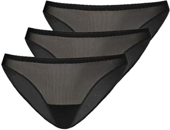 Teyli trepack underkläder kvinnor – eleganta nättrosor – underkläder – underkläder damtrosor 3-pack, svart, M