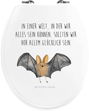 Mr. & Mrs. Panda Motiv WC Sitz Fledermaus Flügel - Geschenk, Toilettendeckel, Toilette, lustige Sprüche, Klobrille, WC-Sitz, Klodeckel, Tiermotive,