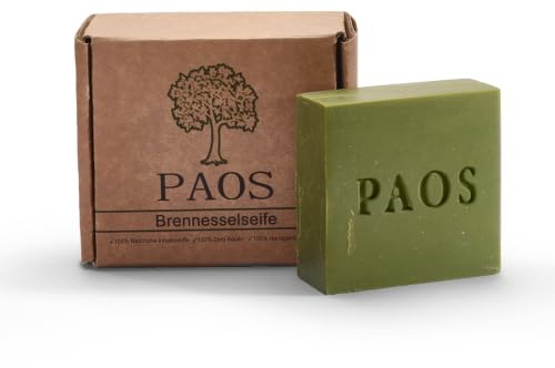 PAOS Brennnessel Seife, ca.150g, Naturseife, Pflegeseife, Haarseife, Handgemacht, keine chemischen Zusätze, empfohlen bei Haarausfall, dünnem Haar & Schuppen