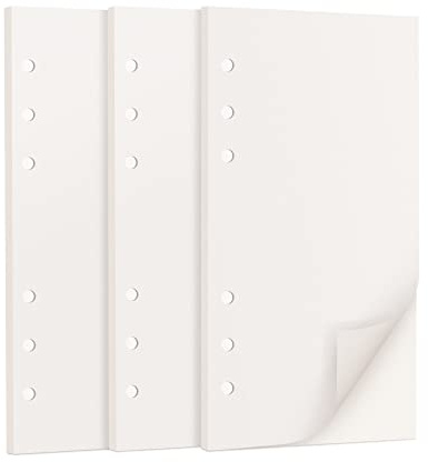 A6 Blanko Nachfüllpapier 6-Loch, 171x94mm, 135 Blatt für Ringbuch Tagebuch | 100GSM Nachfülleinlagen Loose Notizpapier, Cremefarben Unliniert Ringeinlage für 6 Ring Binder, Notizbuch, Skizzen Journaling