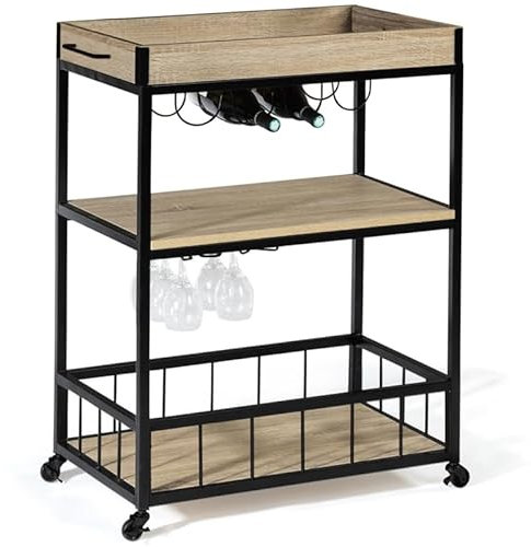 IDMarket - Desserte de cuisine DETROIT sur roulettes plateau amovible design industriel