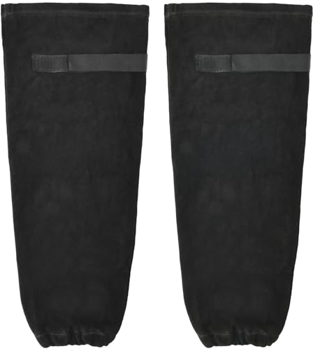 LeaSeek Leather Welding Sleeves,Heat & Flame Resistant Arm Protection Gardening Sleeve, Adjustable Upper Arm Bands and Kevlar Stitching,Cowhide Leather & Non-Stick Liner Work Sleeves,1 Pair (Black-L)