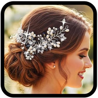 Unicra Braut Hochzeit Haar Rebe Rosa Strass Silber Braut Stirnband Kopfschmuck Kristall Haarschmuck für Frauen und Brautjungfer