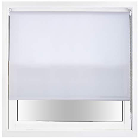 FURNISHEDPersianas enrollables con luz Natural y herrajes metálicos, recortables - Blanco, 185W x 210H cm