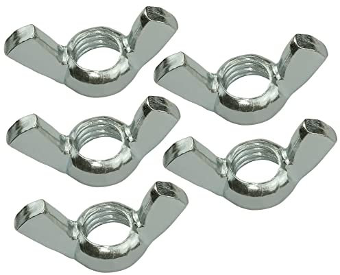 AERZETIX - C58240 - Set di 5 Dadi con alette/orecchie M12 - dado a farfalla - metrica femmina - in acciaio zincato - colore argento