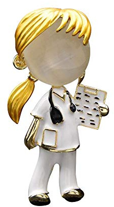 Brosche, Schmuck, medizinische Krankenschwester, Stahl., 4 x 2 cm, Edelstahl