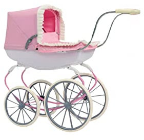 PaMeer Elegant Pink Doll Stroller, 3 in 1, 36+ Months, TOY_STROLLER, 32*61*21 cm, 55 lbs, Swivel Wheels, Aluminium Frame, Linen, Rubber, Metal, Themed for Girls