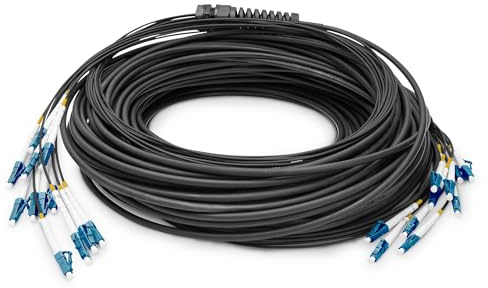 DIGITUS DK-2A33CU100BK-BBB, Cable De Fibra Óptica OS2, 100 m, LC (UPC) a LC (UPC), Cable Breakout De 12 Fibras, 1/10 Gbit/s, Cable De Fibra Óptica Monomodo SM, Fibra: G.657.A1 9/125 µ, Negro