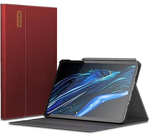 INFILAND Hülle für Samsung Galaxy Tab S10 Lite 10.9/S10 FE/S9 FE 10.9/S9 11 Tablet, mit S Pen Halter, Ultra Dünn Multi-Winkel Ständer Hülle, Auto Schlaf/Wach Funktion (Rot)