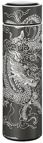 KAAVIYO Schwarzer Chinesischer Drache Wasserflasche Edelstahl Trinkflasche Thermoflasche Thermoskanne Auslaufsichere Flasche
