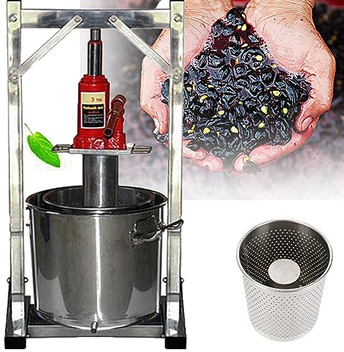 ZUMAHA Obstweinpresse, 12 L, 22 L, 36 L, Manuelle Saftpresse, Obstpresse, Traubenzerkleinerer FüR Die Weinherstellung, 2 EdelstahlfäSser, FüR Outdoor, KüChe Und Zuhause,12L