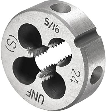 CoCud Redondo Roscado Troqueles, 5/16-24 UNF Rosca, 9SiCr Aleación Herramienta Acero Tornillo Fresado Herramientas - (Aplicaciones: para Máquina Rosca Reparación), 1uds