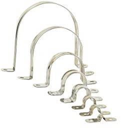 Pipe Strap Clamp for Attaching Stainless Steel Pipe Plastic Pipe Rubber Hose Gas Pipe 304 Stainless Steel U Shaped Pipe Clips Saddle Clip Two Hole Tube Tension Clips 150mm 10pcs