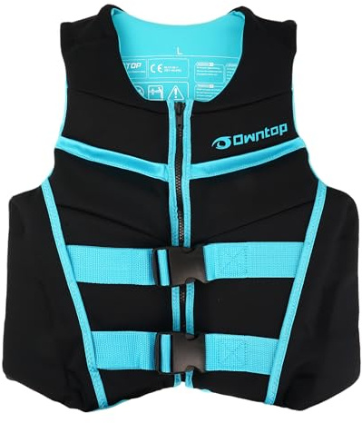 Owntop Swim Vest Youth, Neoprene Swim Jacket Kids 75-125 lbs, Quick-Dry, Lightweight, Buckles Zipper, Kayak, Swimming Training, Boating, Watersports (Green, L)