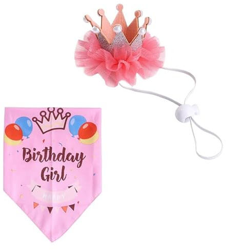 Lohill Hundetorte Fliege Bandana Niedlich Hund Katze Geburtstag Hut Haustiere Party Supplies Outfit für Katze und Hund (Rosa)