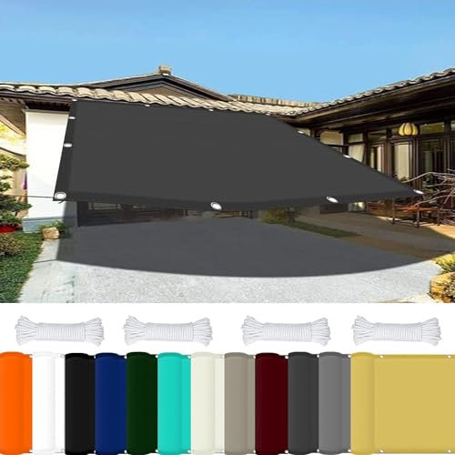 Sonnensegel Wasserdicht 1 x 8 m 98% UV Schutz Sichtschutz Windschutz Tarp mit Ösen Und Kordel Reißfest für Balkon Terrasse Garten Camping, Dunkelgrau