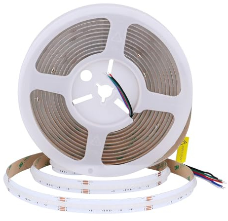 JOYLIT 24V COB LED Streifen 5M RGB+6000K 784 LEDs/m Punktlos Innen | RGB + Kaltweiß Farbwechselnd, Dimmbar, Kürzbar, Selbstklebend, Für Zuhause, Party, Küchenmöbel, Club (Nur Streifen)