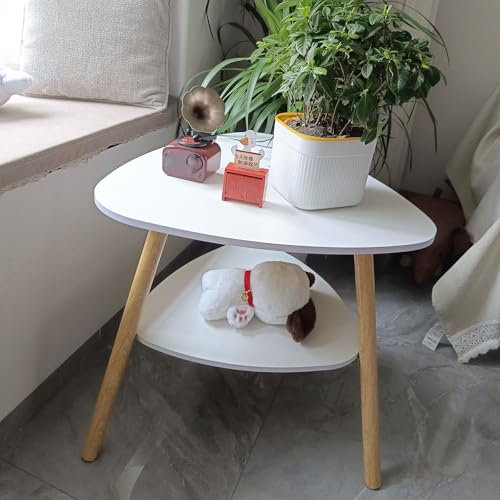 Moderner zentraler Couchtisch,Moderner Beistelltisch aus Holz,Sofatisch leicht zu mon,verdickte Platten und dreieckiges Design für eine stabilere Platzierung,für das Wohnzimmer.(Wit,60*70cm)