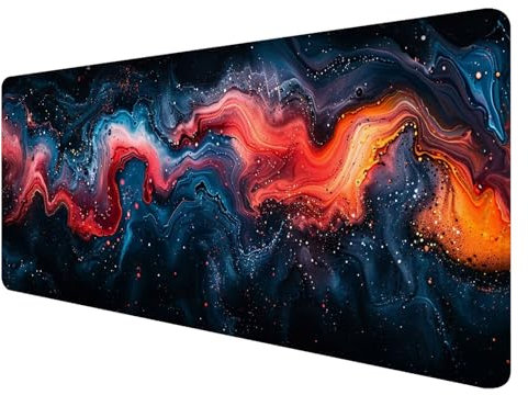 Tapis de Souris Bleu Rouge, Tapis de Souris 800x300mm, Grand Tapis de Souris Gamer avec Surface en Caoutchouc Antidérapant, Tapis de Souris XXL Gaming Marbre Améliore la Précision et la Vitesse, Z-8