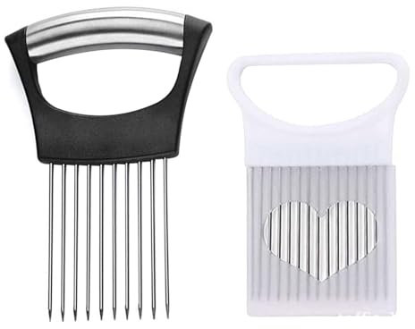 2 Piezas Soporte Para Cortar Cebolla, Soporte Para Cortar Verduras, Soporte Para Cortar Frutas, Herramienta Para Cortar Cocina, Rebanador De Acero Inoxidable