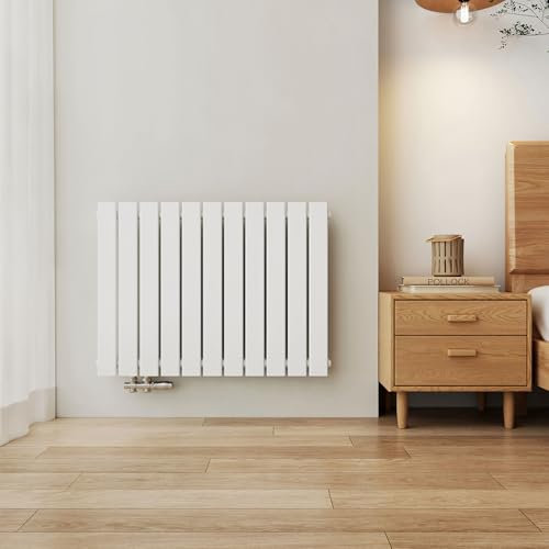 EMKE Radiatore, 630x850 mm, Design, Radiatore Orizzontale a Parete con Pannello Piatto, Collegamento Laterale Struttura Monostrato, Bianco, 618 Watt